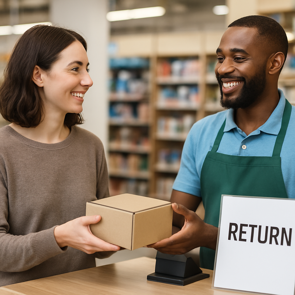 A customer returning a product at a store