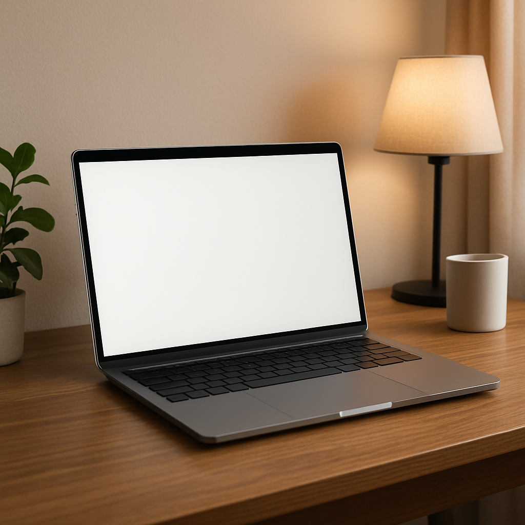 A modern laptop on a desk